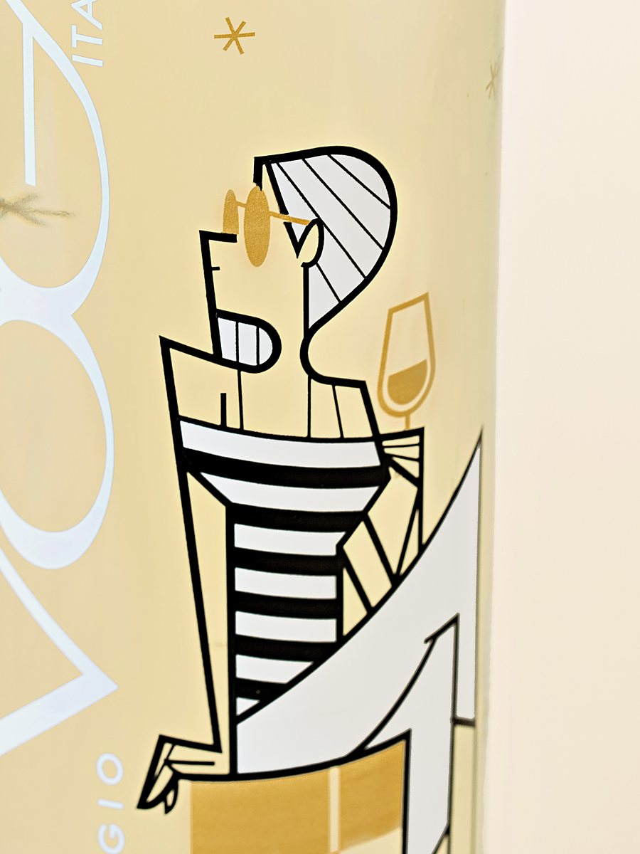 Close-up of the female illustration on the 20th Anniversary bottle